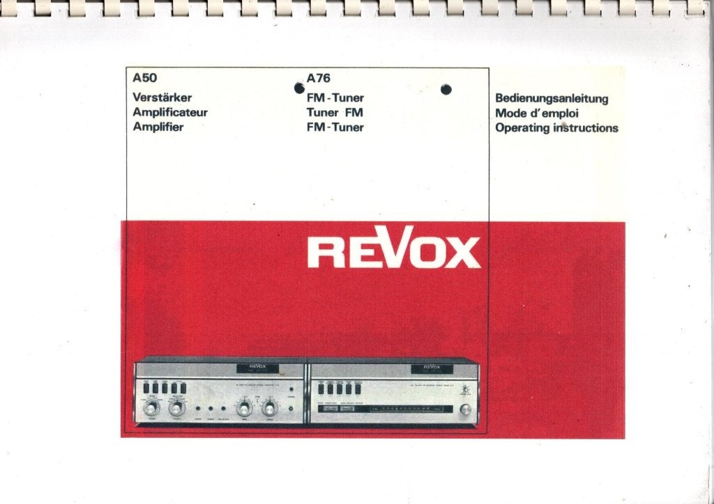 gebruiksaanwijzing  Revox a 50 en a 76, Verzenden, Nieuw