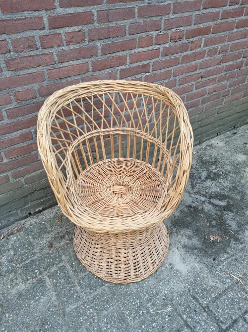 Rieten stoel rotan kinderstoel pauwstoel vintage, Verzamelen, Retro, Ophalen of Verzenden