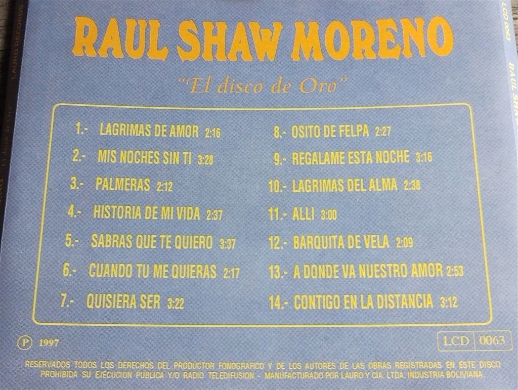 Raúl Shaw Moreno ‎- El Disco De Oro, Ophalen of Verzenden, Zo goed als nieuw