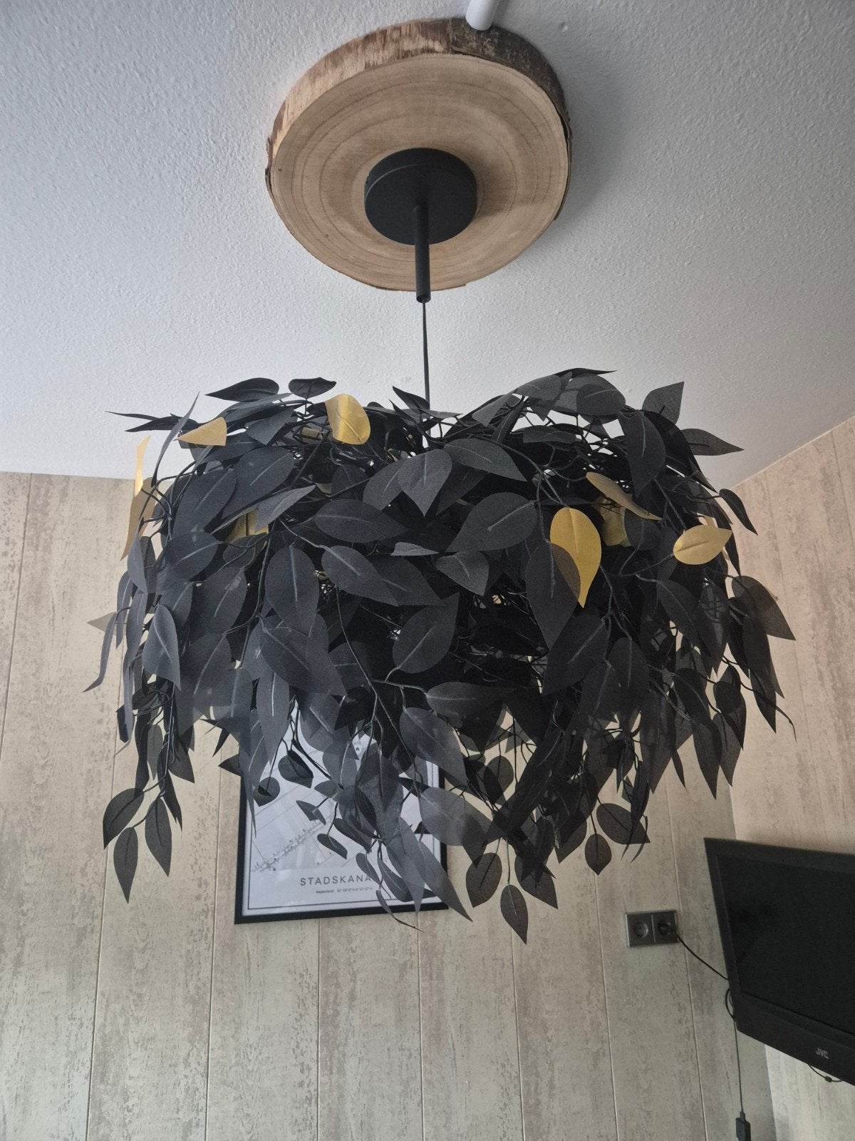 Hanglamp met bladeren, Modern, Natuurlijk, Botanisch, E14 (klein), Ophalen of Verzenden, Zo goed als nieuw
