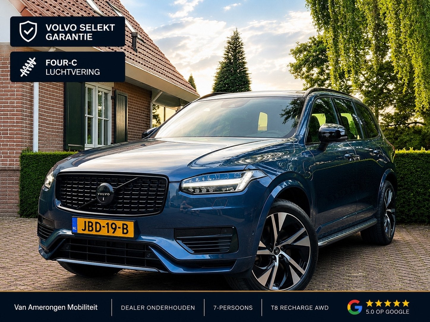 Volvo XC90 2.0 T8 Recharge AWD R-Design 7-persoons | Four-C, Gebruikt, Euro 6, 4 cilinders, Blauw