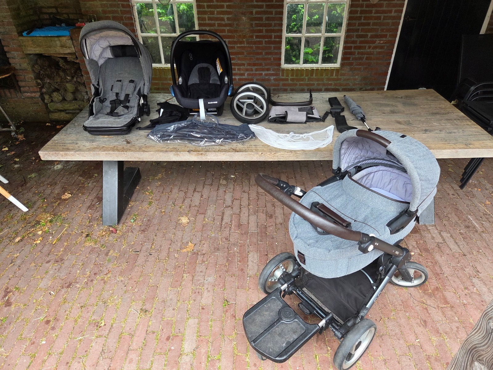 Mutsy Evo/Maxicosi set: Kinderwagen, Autostoel+accessoires, Ophalen, Gebruikt, Met autostoeltje, Combiwagen