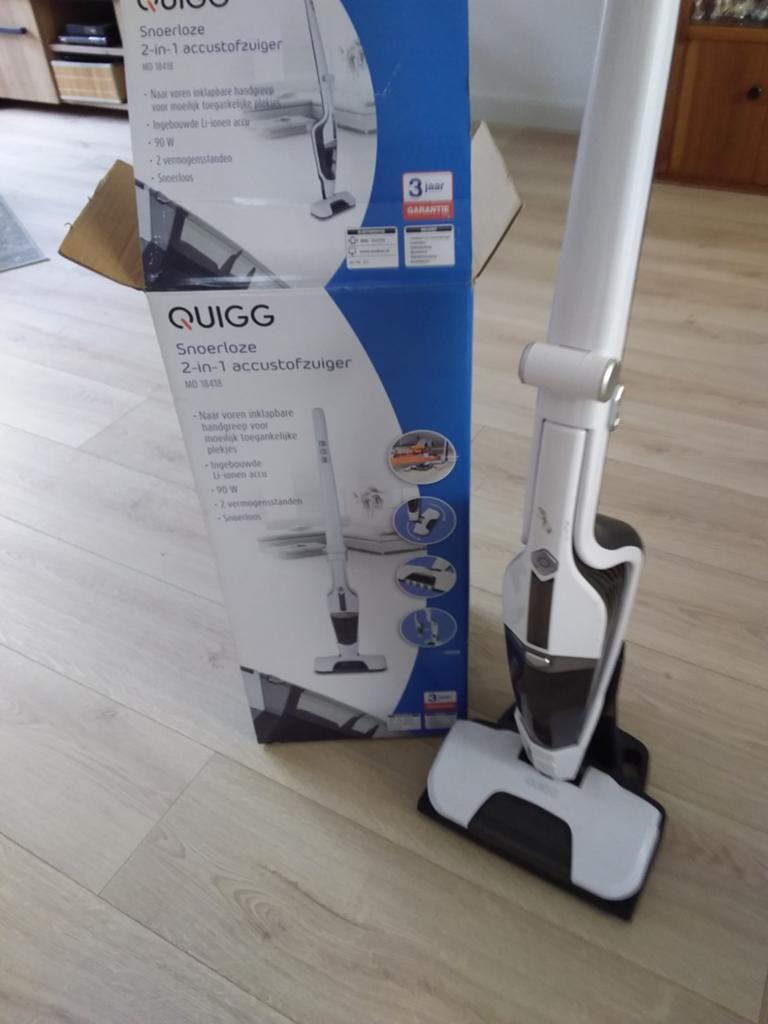 Quigg Snoerloze 2-in-1 Accustofzuiger MD 18418, Witgoed en Apparatuur, Stofzuigers, Ophalen, Overige merken, Zo goed als nieuw