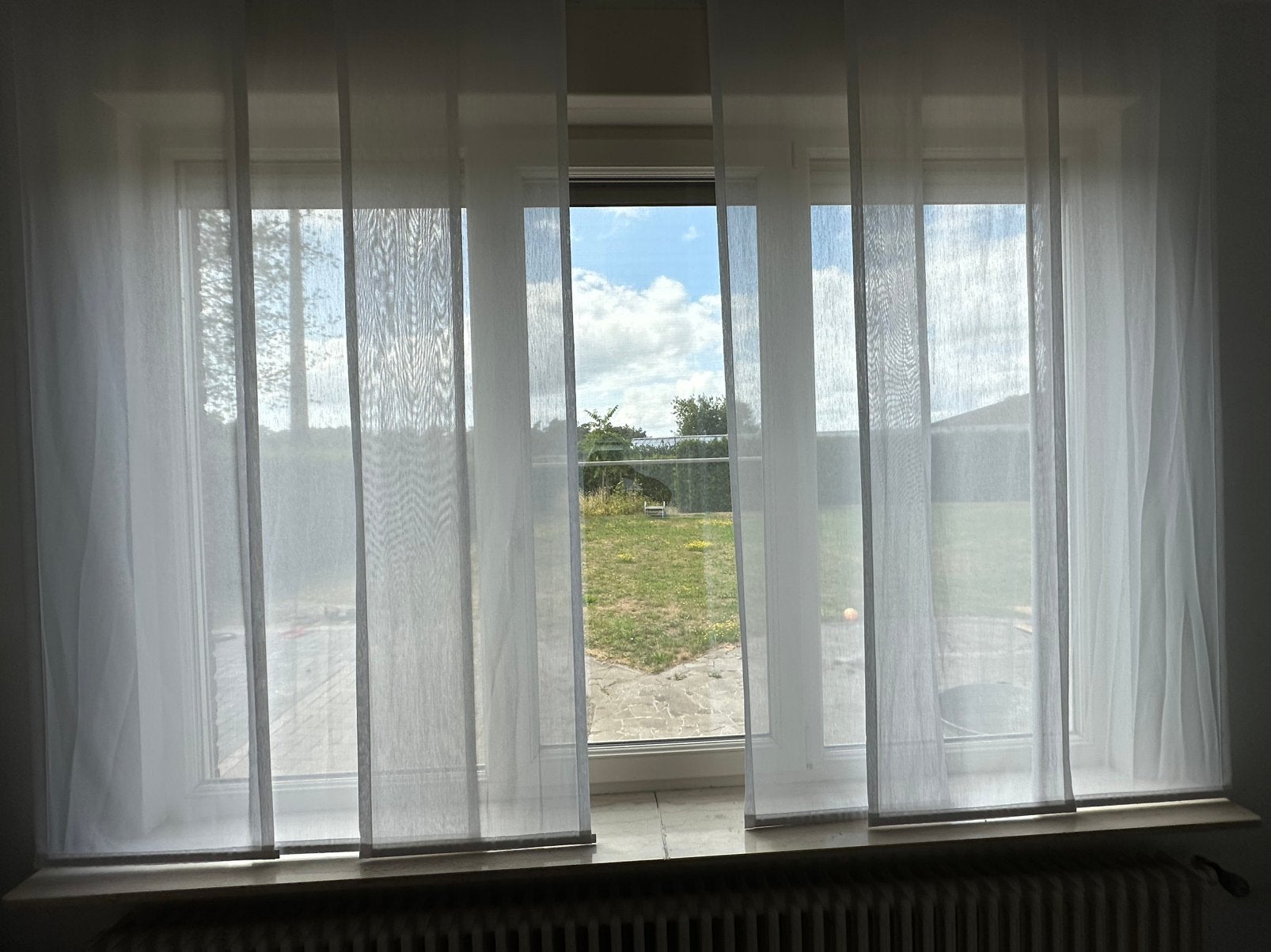 Paneelgordijnen 2 meter hoog met rail 3 stuks, Ophalen, Gebruikt