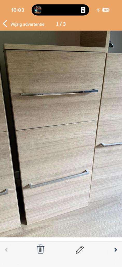 Luxe badkamer kast licht eiken, Ophalen, (Half)hoge kast, Minder dan 50 cm, Nieuw