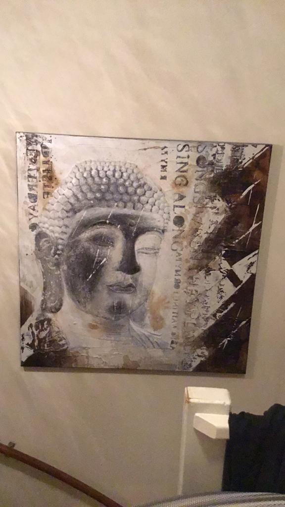 Mooi schilderij . 1 meter bij 1 meter, Ophalen, Zo goed als nieuw, 75 tot 100 cm, Schilderij