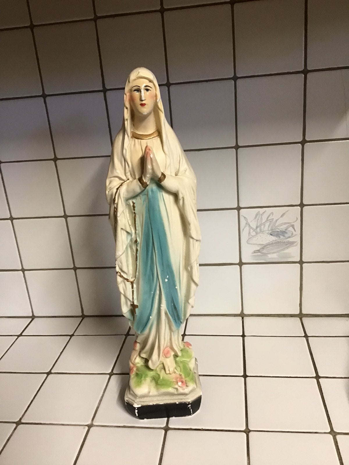 Oud gipsen beeld Moeder Maria Madonna van Lourdes, Ophalen of Verzenden