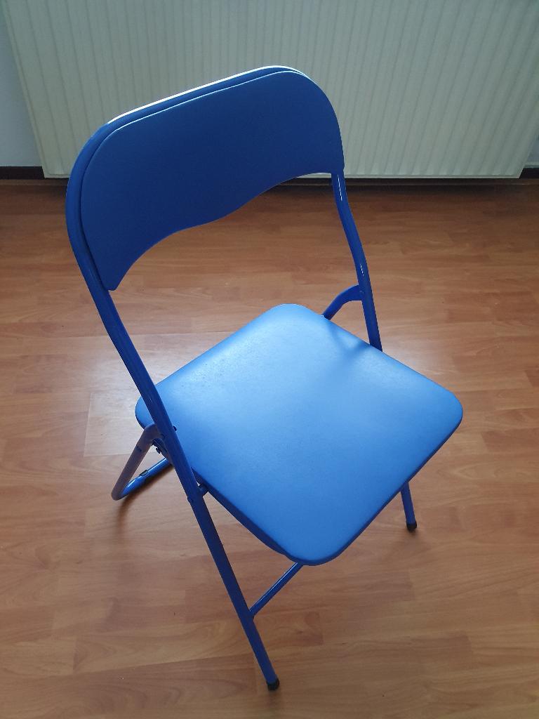 4 klapstoeltjes, Ophalen, Blauw, Zo goed als nieuw, Vier