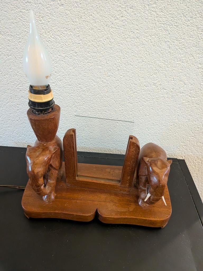 Schouw lamp Art Deco, Antiek en Kunst, Houtsnijwerk, Art deco, Ophalen of Verzenden, Zoogdier