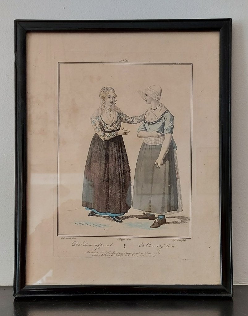 Antiek prent Evert Maaskamp klederdracht De Zamenspraak 1807, Antiek en Kunst, 1800 - 1899, Ophalen of Verzenden, Gravure, Ingelijst