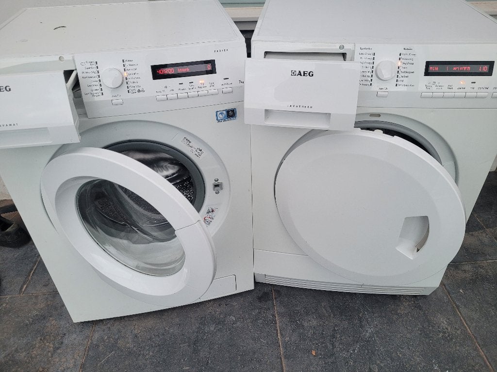 Hele Nette SET AEG Wasmachine en Condensdroger 7 kilo, Witgoed en Apparatuur, Wasmachines, Ophalen, Minder dan 85 cm, Zo goed als nieuw