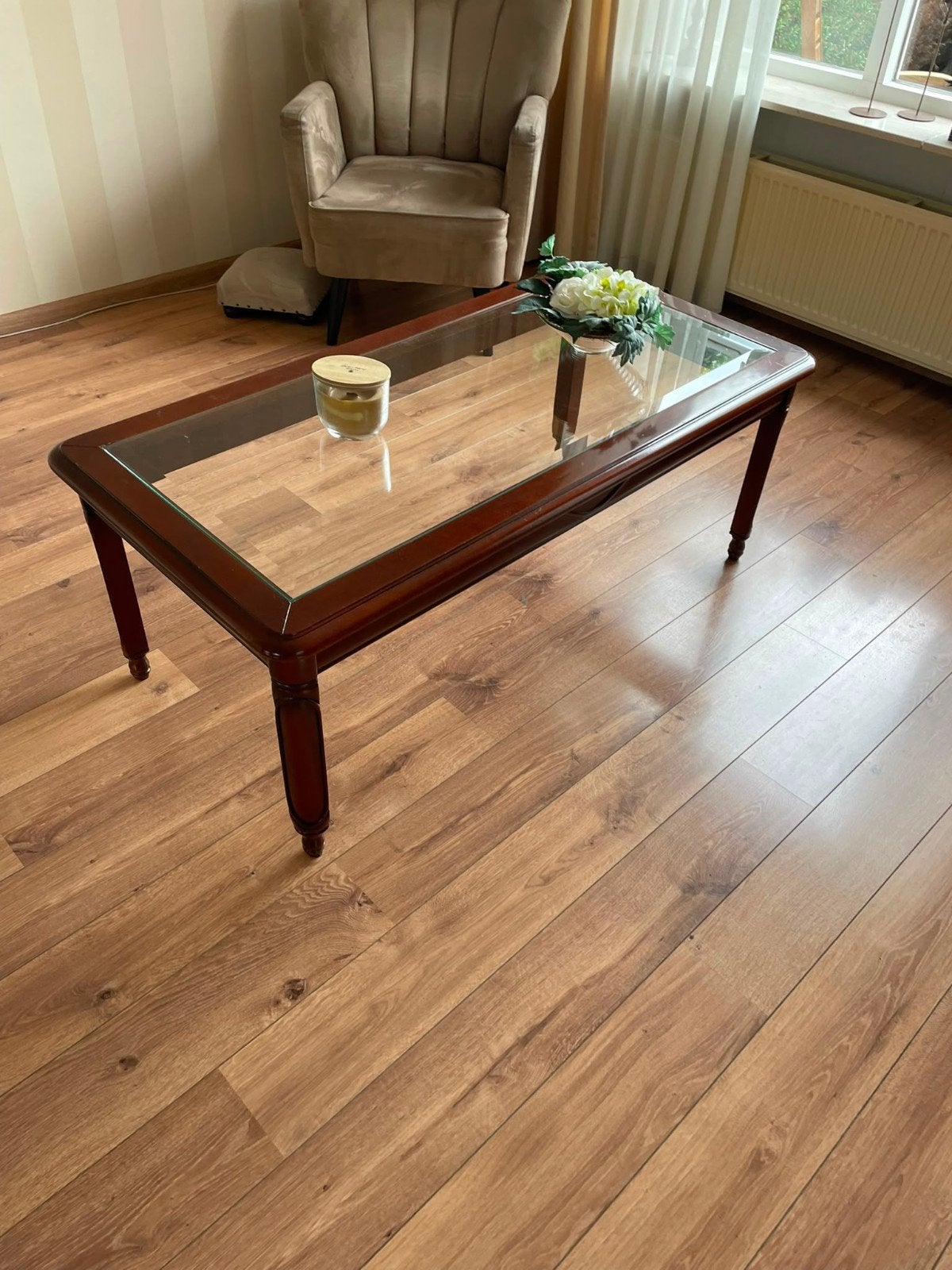 salontafel met glasplaat, Huis en Inrichting, Tafels | Salontafels, Ophalen, Rechthoekig, 100 tot 150 cm, 50 tot 100 cm