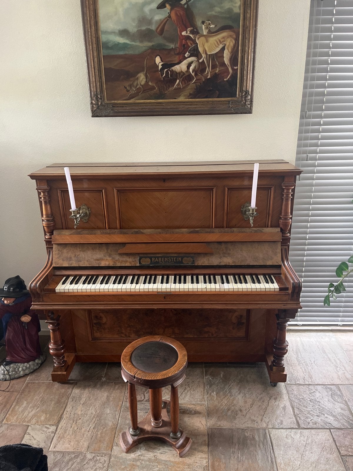 Antieke Rabenstein Piano - Berlijn C.25, Ophalen, Gebruikt, Bruin, Piano