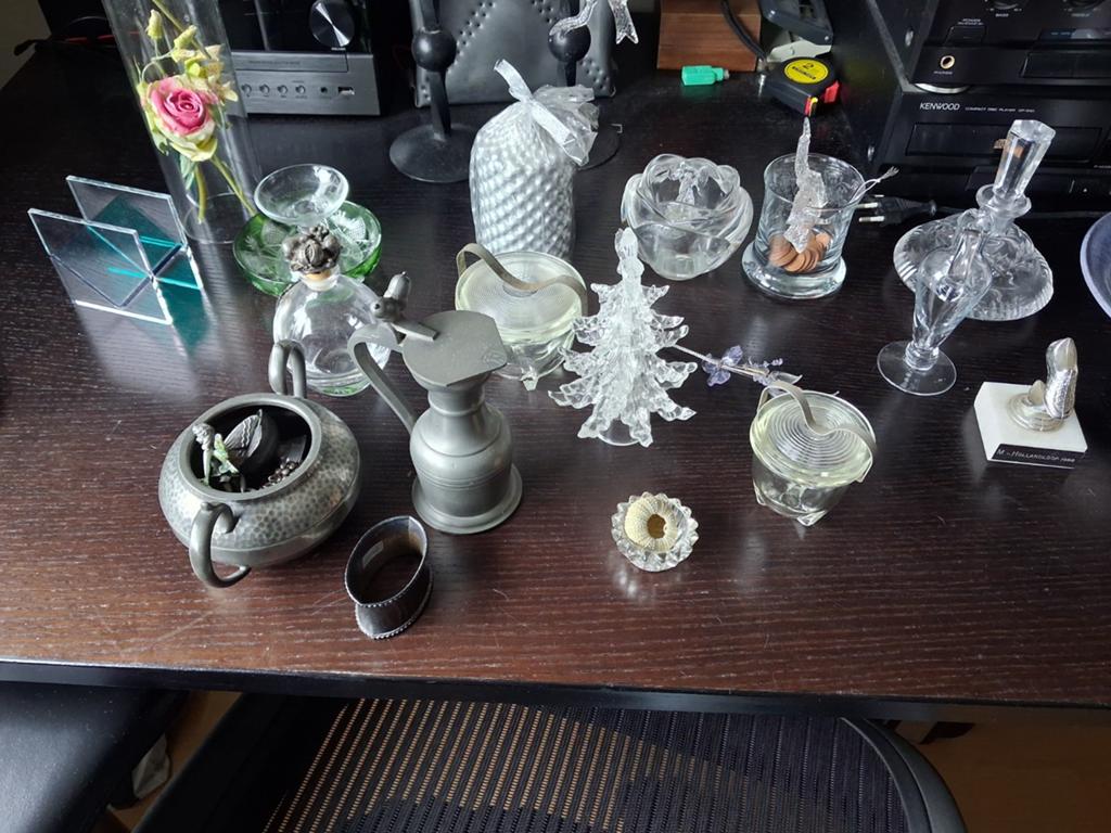 Glazen tinnen spulletjes, Antiek en Kunst, Ophalen of Verzenden