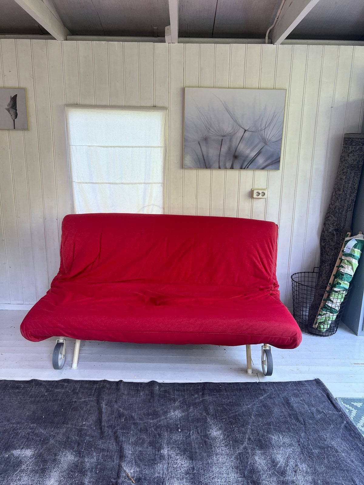 IKEA PS tweepersoons slaapbank rood – Matras als nieuw!, Huis en Inrichting, Ophalen, Tweepersoons, Rood, 160 cm