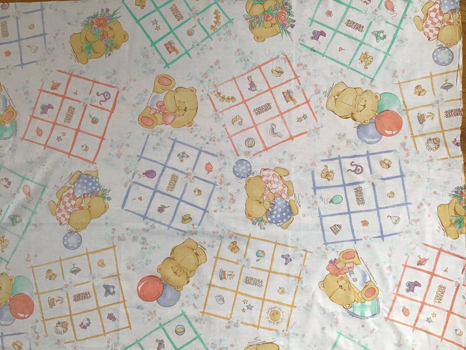 Forever Friends lap stof - 100% katoen - 105x150 cm - beren, Meerkleurig, 120 cm of meer, Nieuw, Ophalen of Verzenden