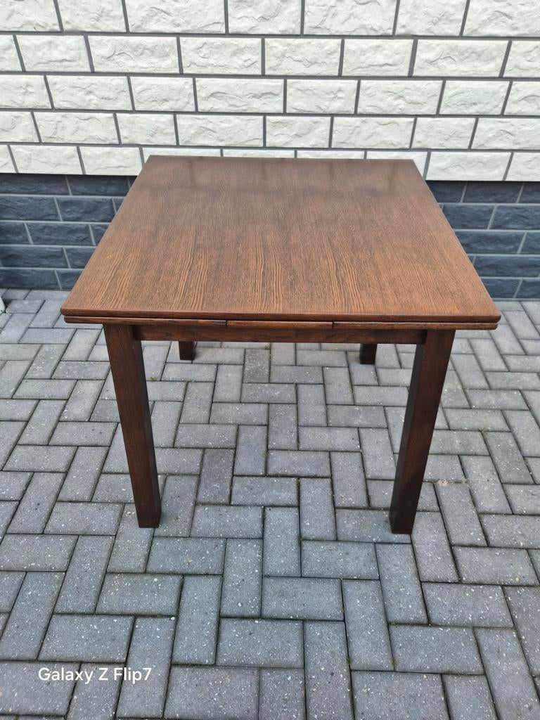 Eiken uitschuifbare tafel met 4 stevige stoelen, Ophalen of Verzenden