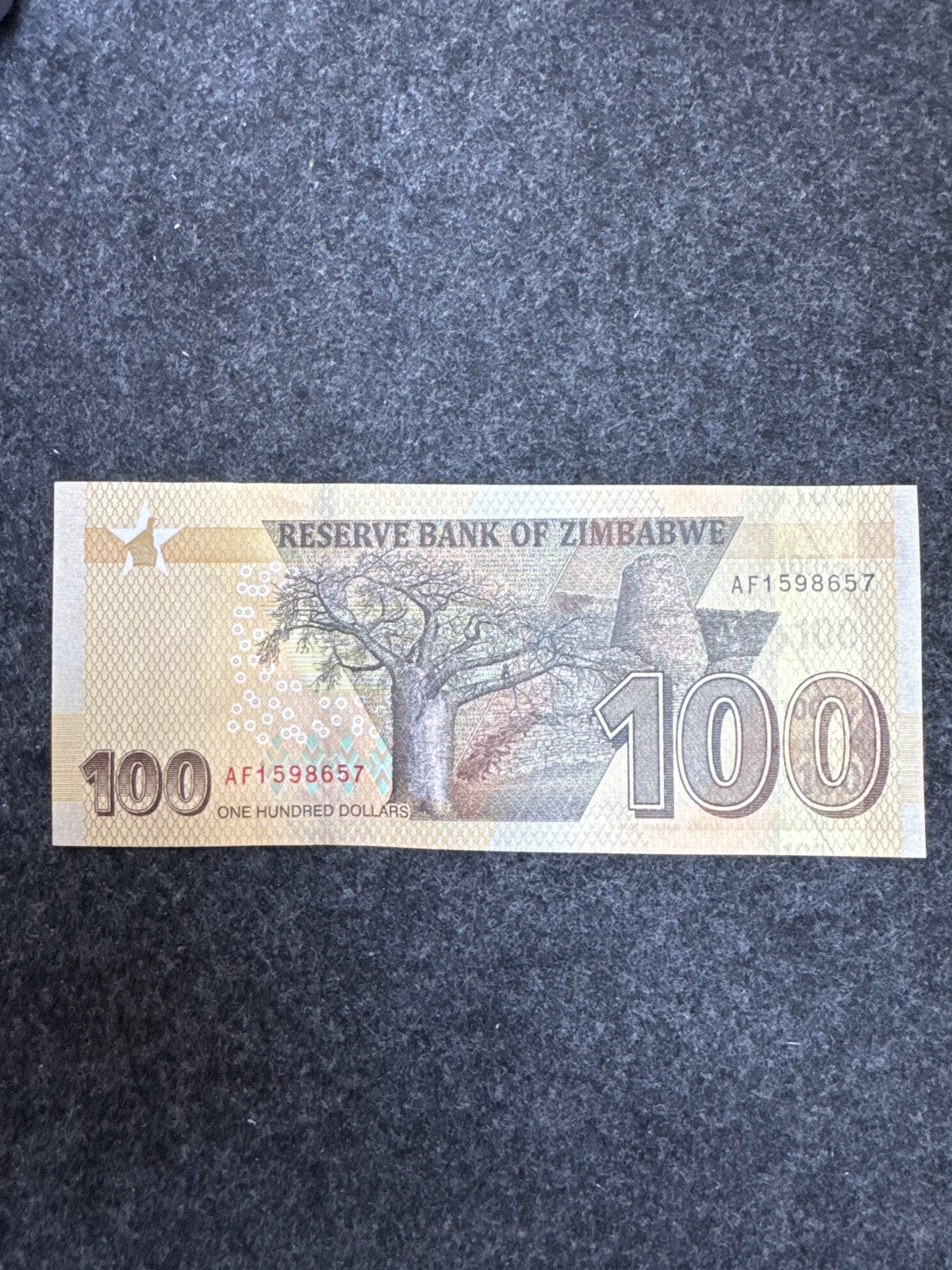 Zimbabwaanse 100 dollar biljet - Historisch verzamelobject, Ophalen of Verzenden, Los biljet