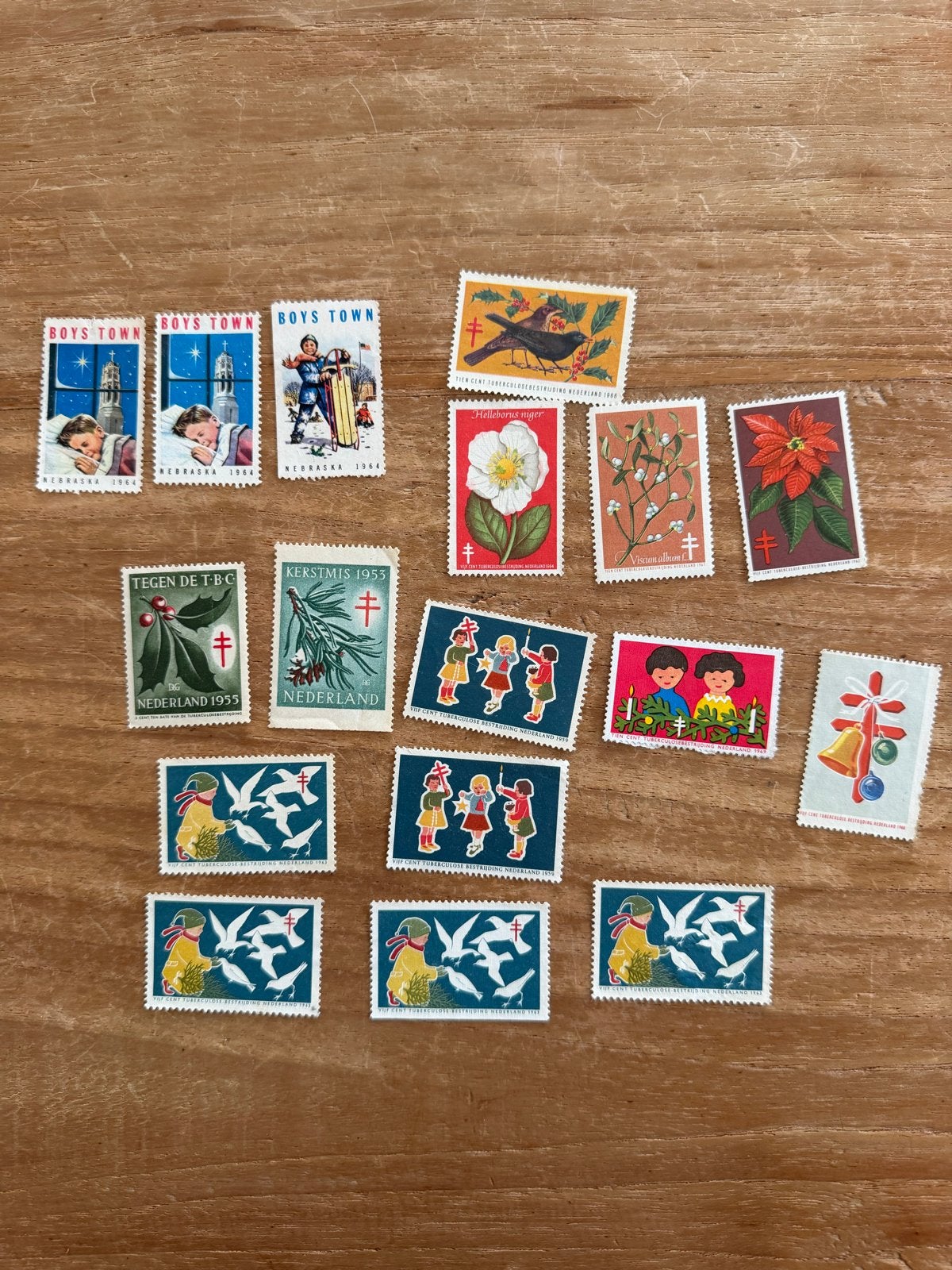 Diverse Sluitzegels: Kerstmis, TBC en Boys Town Collectie, Postzegels en Munten, Ophalen of Verzenden, Na 1940, Gestempeld
