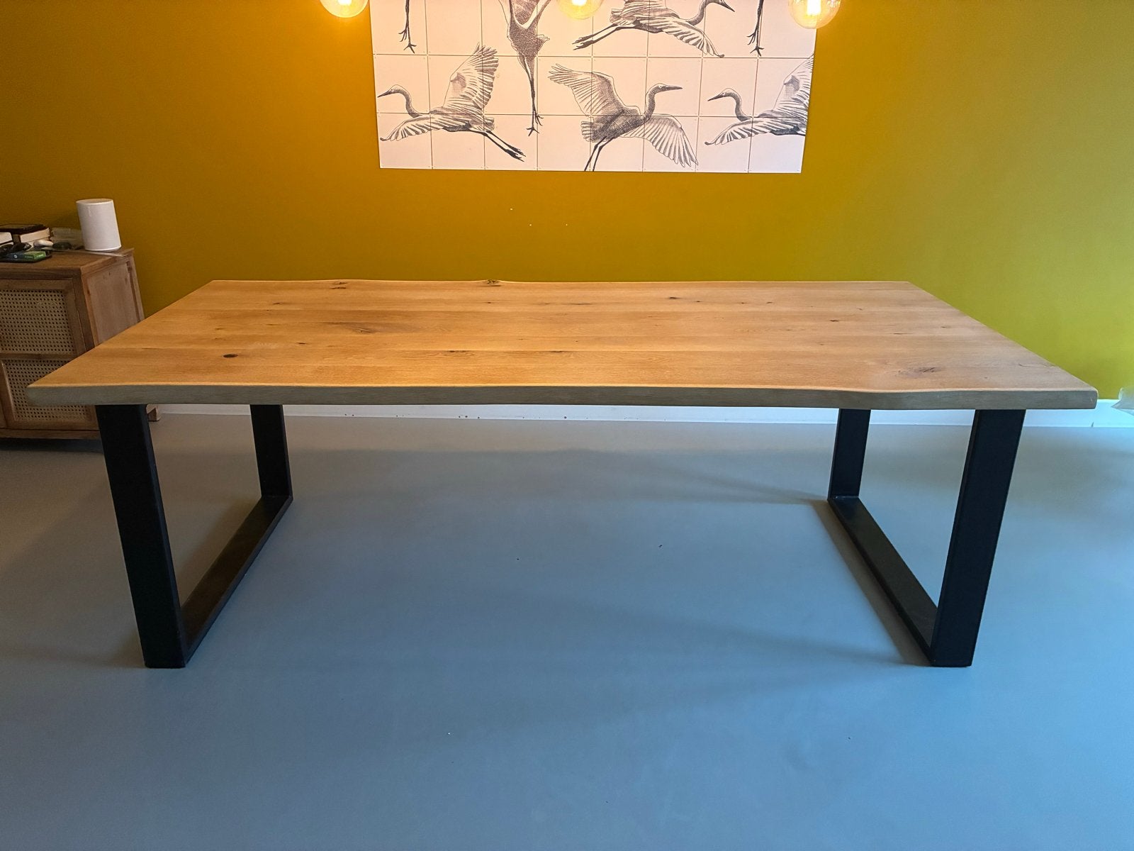Massief Eiken Boomstam Tafel - 220x105 cm, Gebruikt, 100 tot 150 cm, Eikenhout, 200 cm of meer