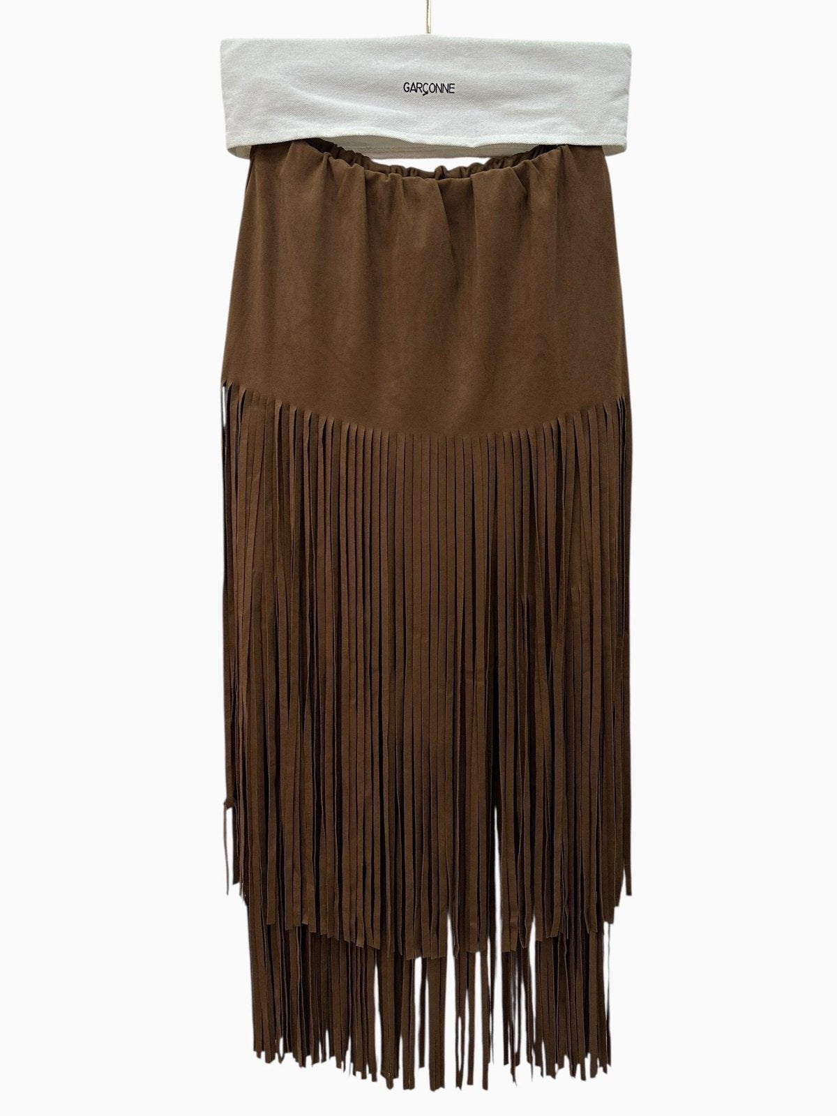 GARCONNE suede-look franjerok bruin of anijsgroen mt TU, Kleding | Dames, -, Verzenden, Parijs, Nieuw