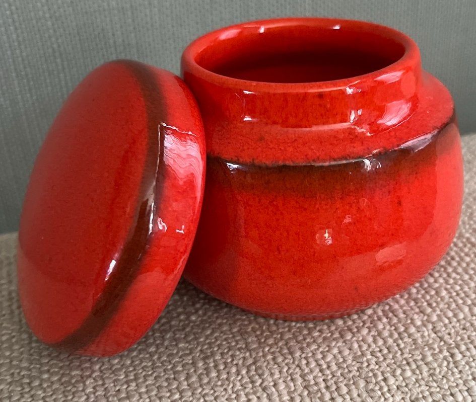 Vintage Fat Lava voorradpot met Deksel Jaren '70, Ophalen of Verzenden