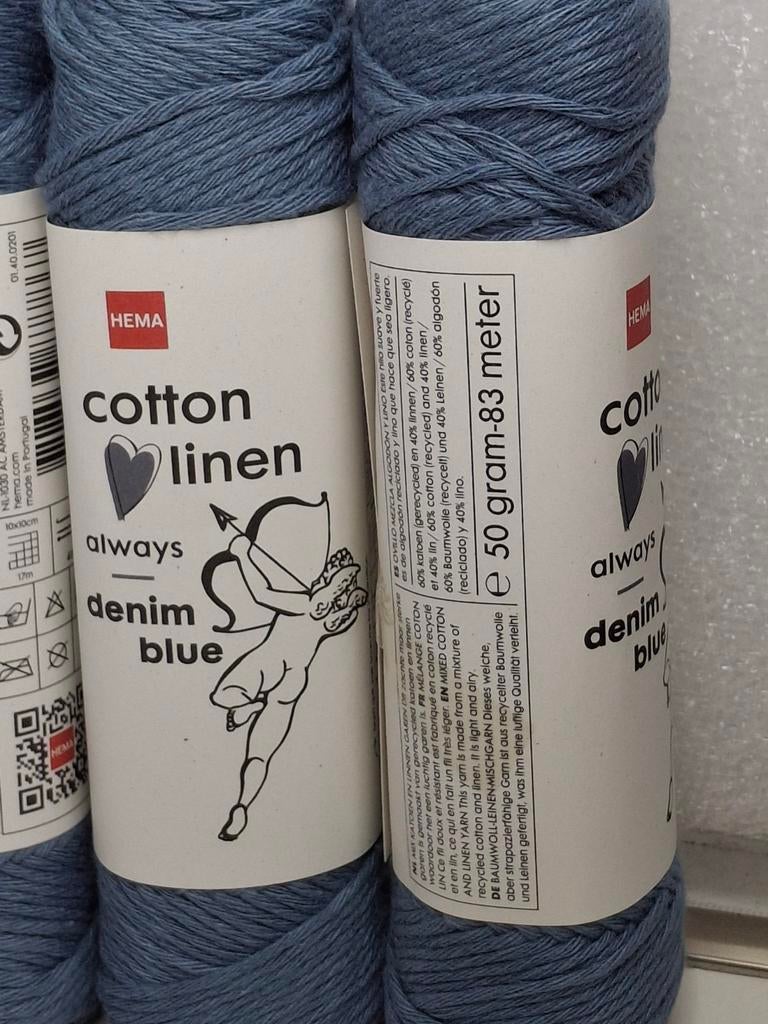 Hema katoen linnen garen denim blue, Ophalen of Verzenden, Nieuw, Breien of Haken, Wol of Garen