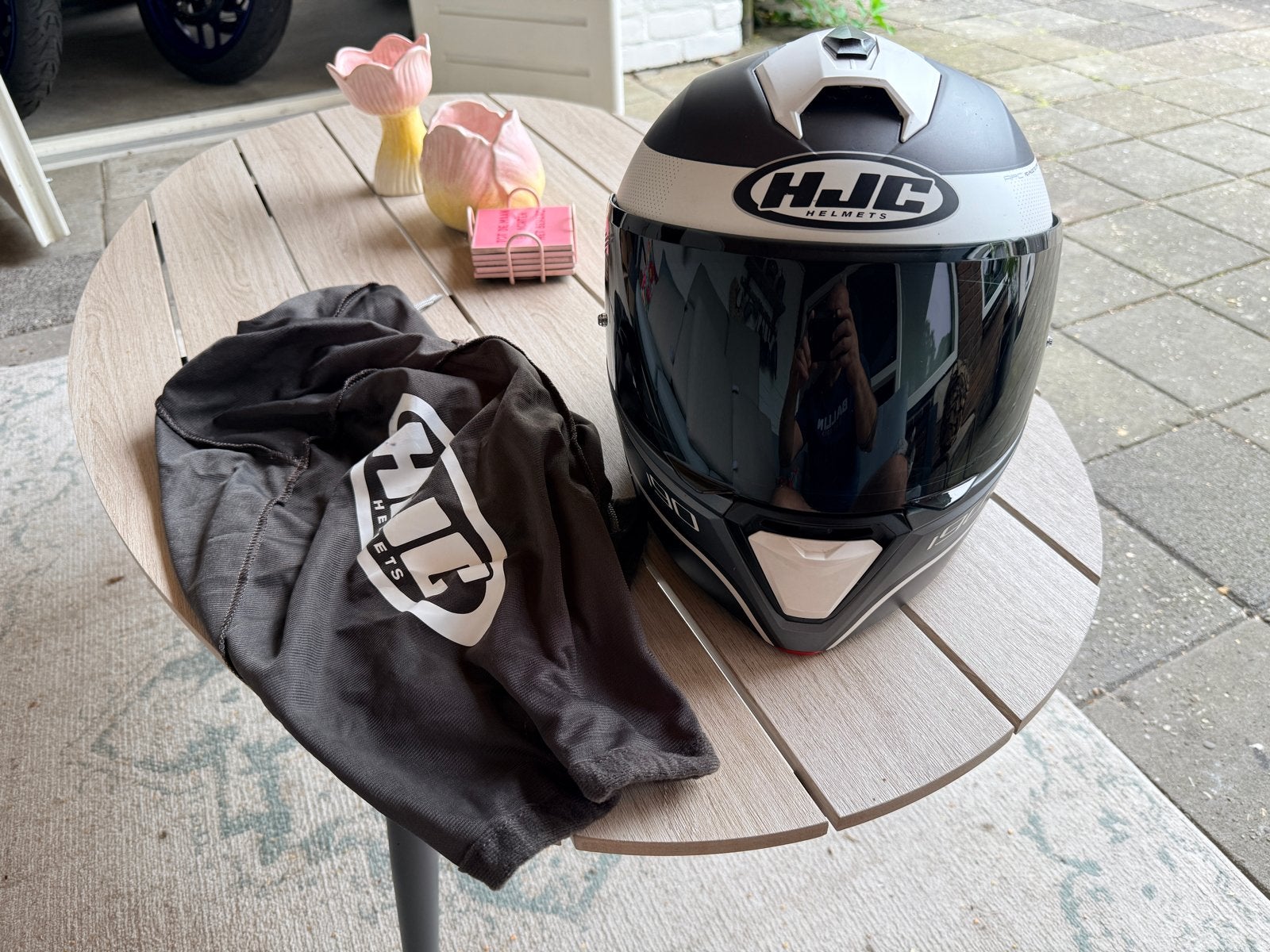 HJC i90 Systeemhelm met donker en helder vizier maat M, Motoren, Kleding | Motorhelmen, Ophalen of Verzenden, Tweedehands, Systeemhelm
