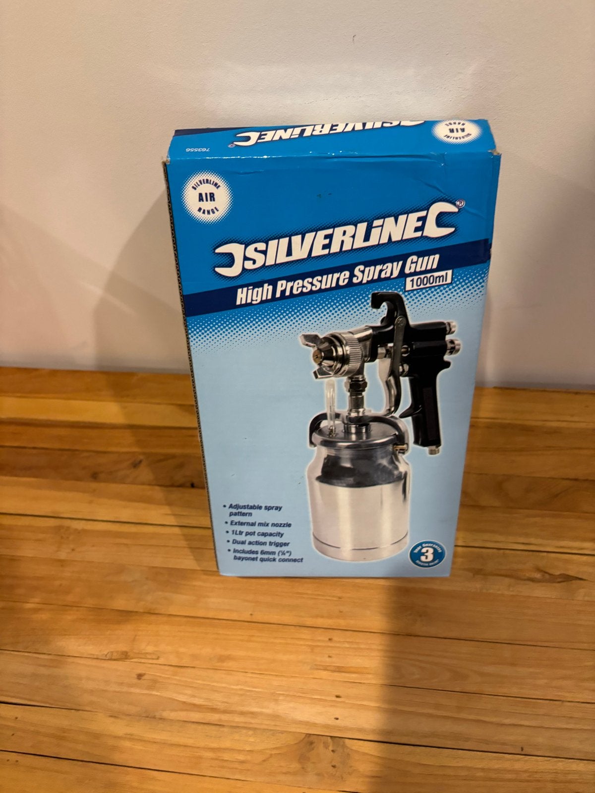 Silverline Hogedruk Verfspuit 1000ml met Lucht, Ophalen of Verzenden, Nieuw, Verfspuit of Verfpomp