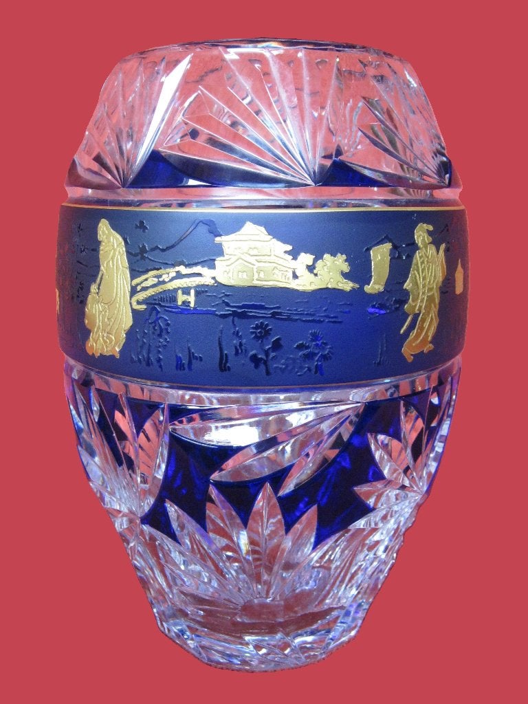 Val Saint Lambert 18 karaat Danse de Flor Double blue., Antiek en Kunst, Ophalen