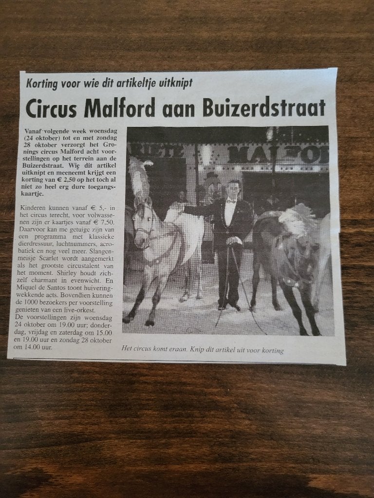 Circus/ knipsels Circus Malford / Wijchen 2007, Ophalen of Verzenden, Gebruikt