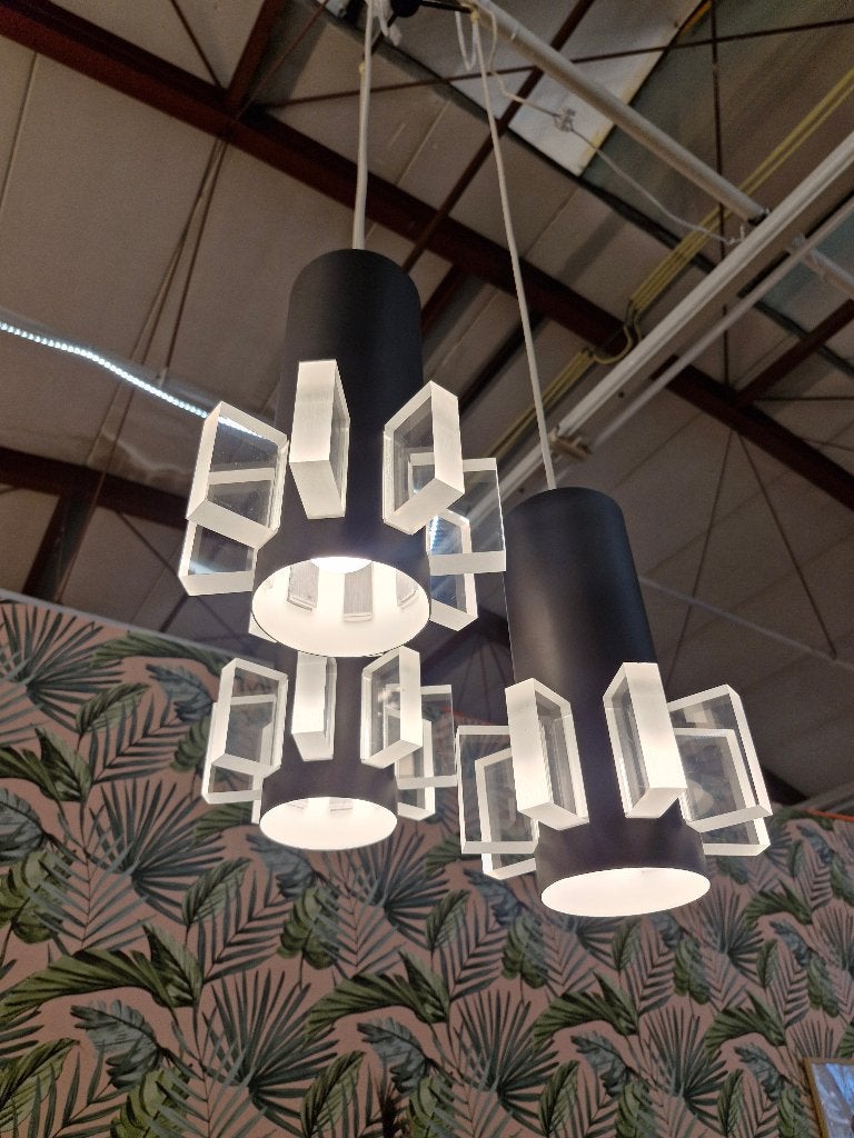 Vintage space age cascade lamp zwart plexiglas 70s, Ophalen, Gebruikt, ., Vintage