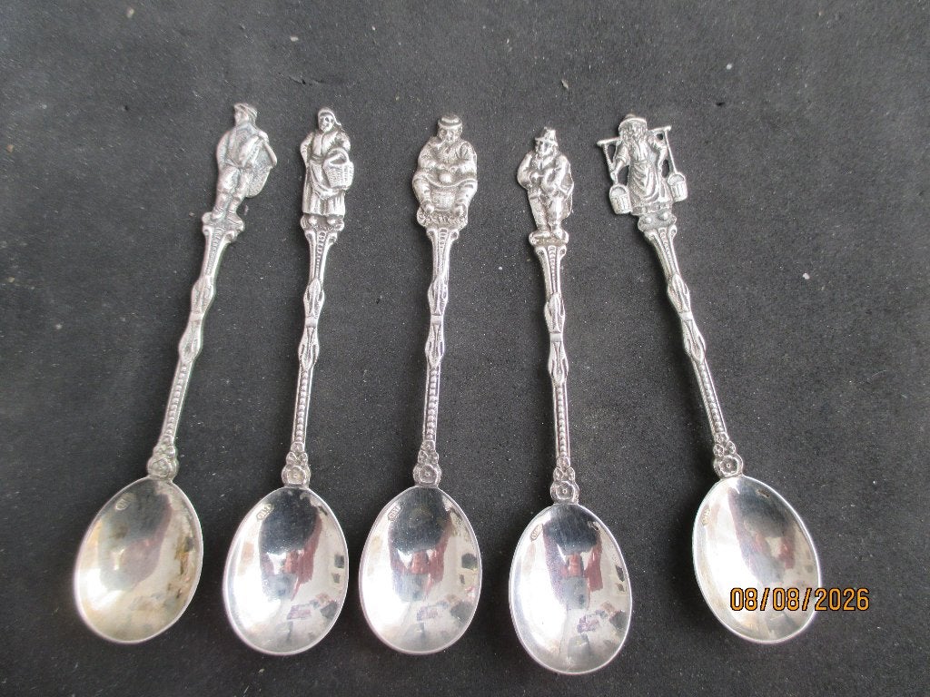 Antiek zilveren lepels en doosje, Antiek en Kunst, Ophalen of Verzenden, Zilver