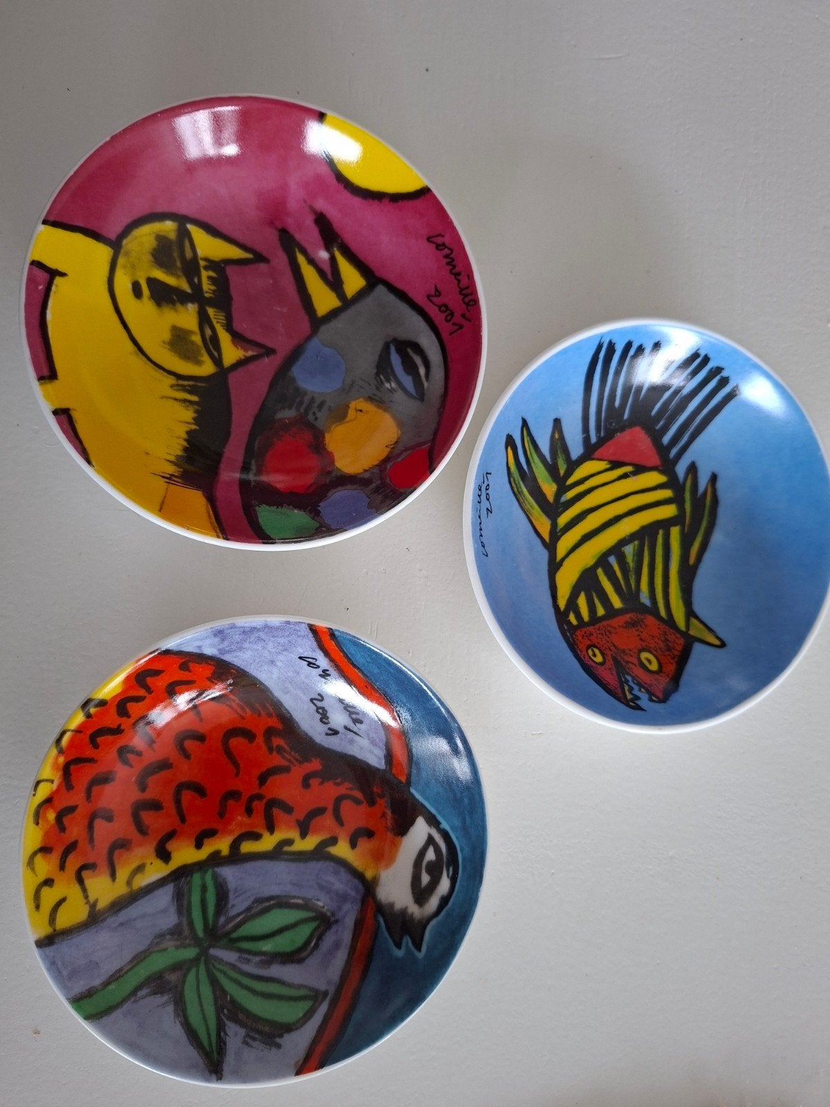 Set van 3 Corneille schaaltjes - 2001 - Vogels en Vis, Ophalen of Verzenden