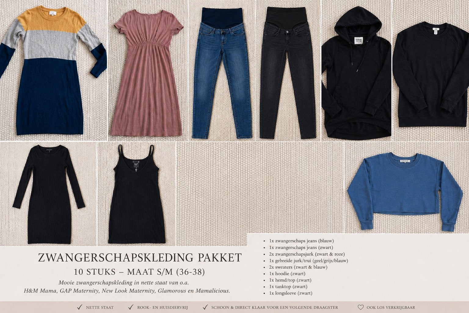 Zwangerschapskleding pakket S/M (36-38) H&M, GAP, Mamaliciou, Ophalen, Blauw, Maat 36 (S), Gedragen
