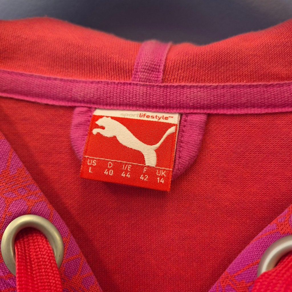 Puma vest / trainingsjack roze rode combo + print L 51316, Puma, ., Ophalen of Verzenden, Zo goed als nieuw