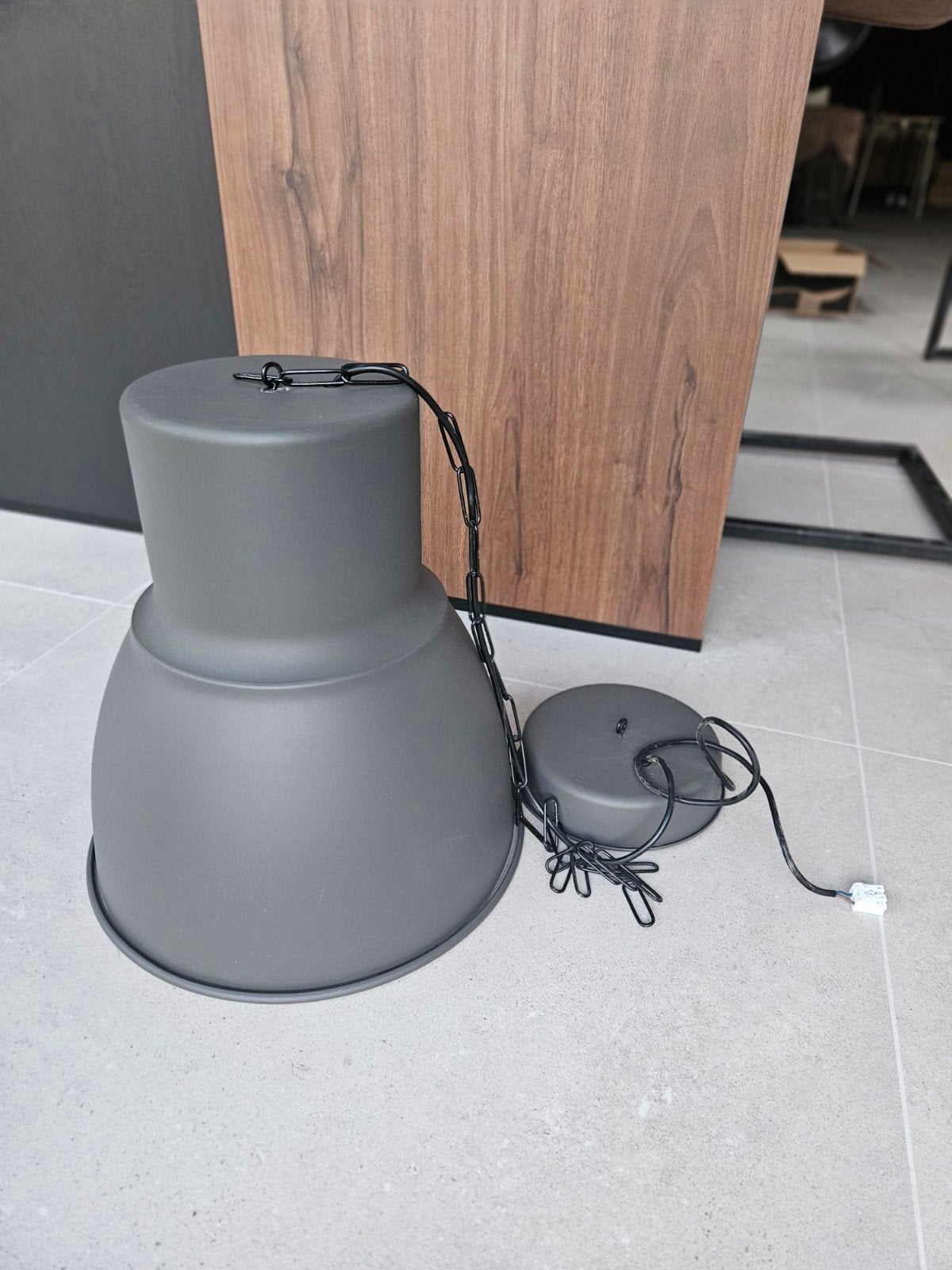 IKEA Hektar hanglamp 38 cm - Grijs, Ophalen, Gebruikt, E27 (groot), Metaal