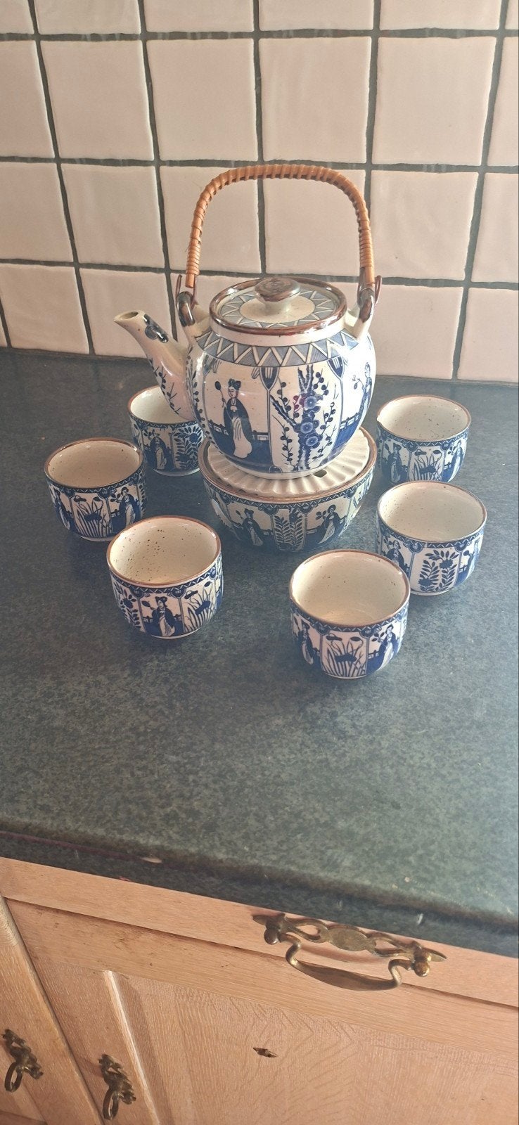 Vintage Delfts Blauw theeservies met 6 kopjes, Ophalen