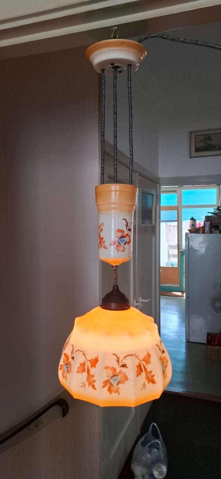 antieke hanglamp art deco/jugendstill jaren 20/30, Antiek en Kunst, Antiek | Lampen, Ophalen of Verzenden