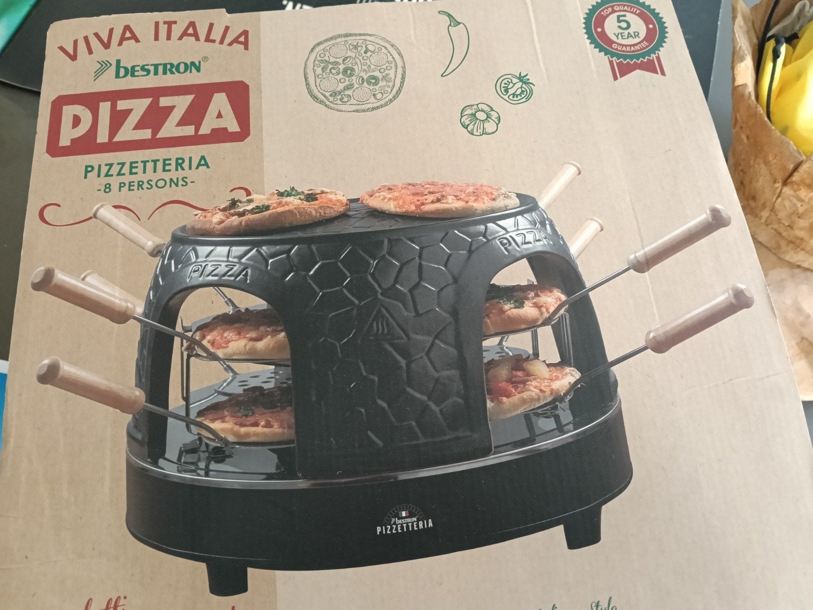 Bestron Pizzarette 8 persoons Viva Italia - Zo goed als nieu, Ophalen, Zo goed als nieuw