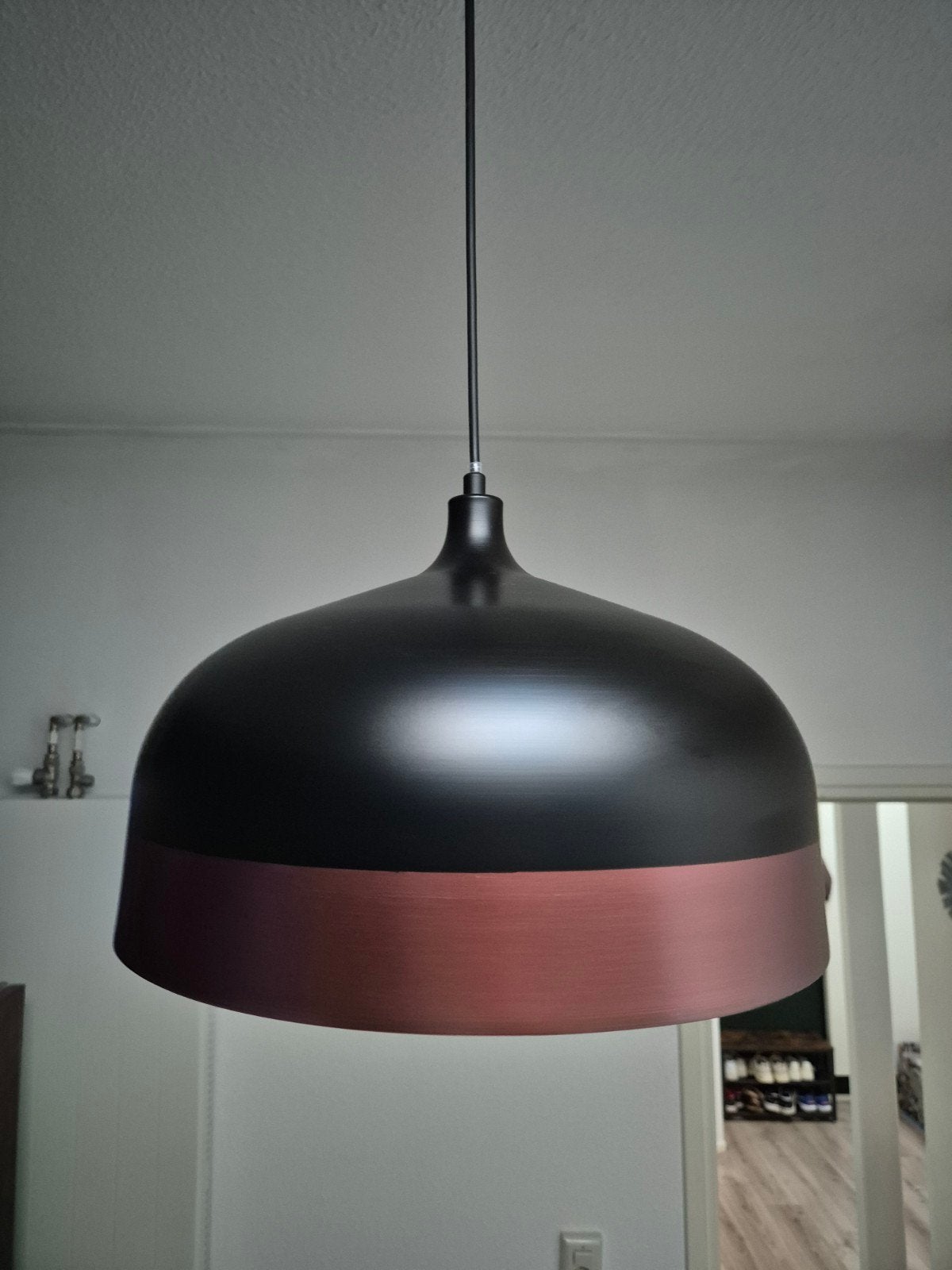 Hanglamp zwart met koper, Ophalen, Gebruikt, Metaal, E27 (groot)