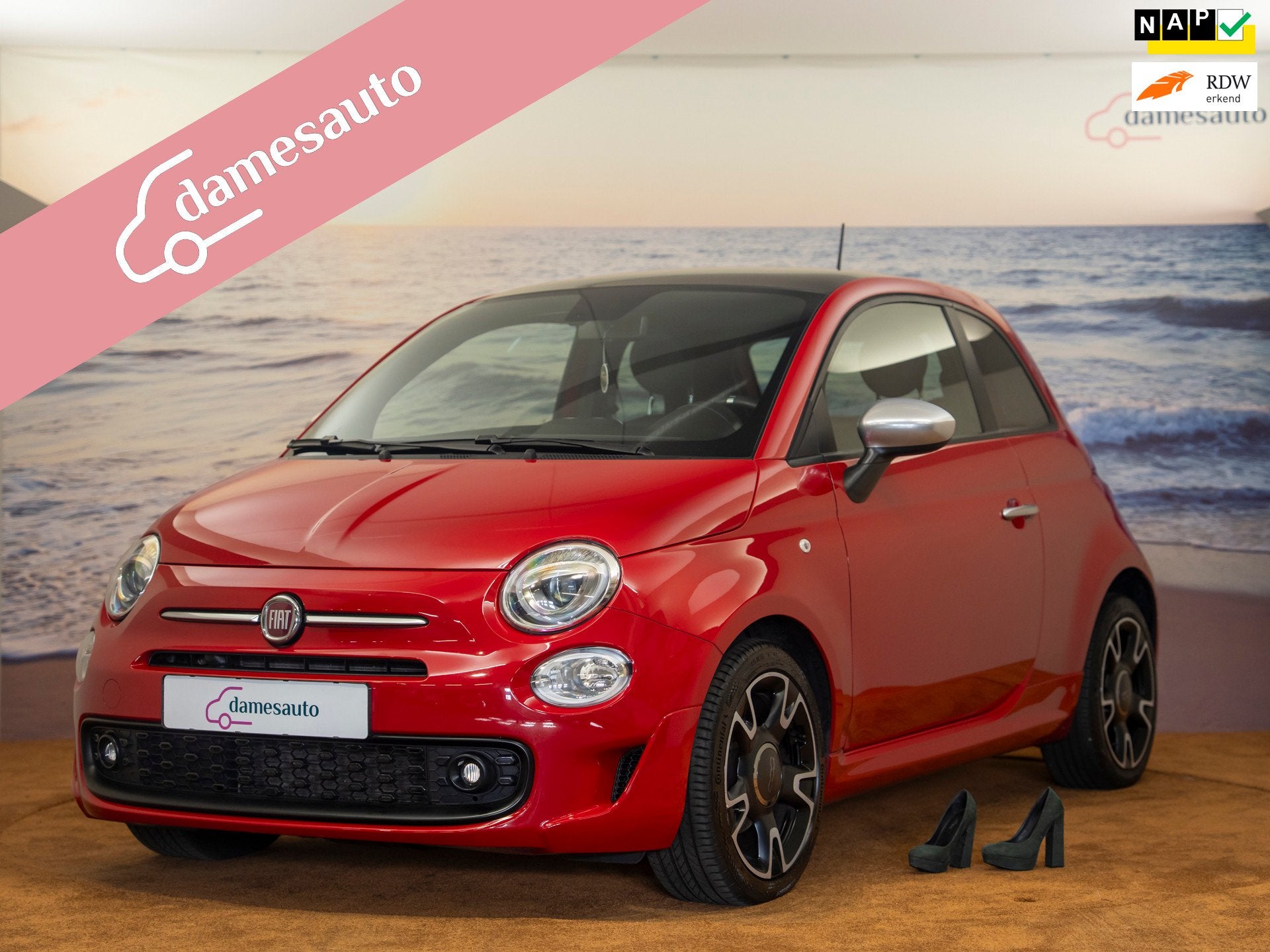 Fiat 500 1.0 Hybrid Rockstar, leder, vol opties, NAP Incl ga, Auto's, Fiat, Voorwielaandrijving, 4 stoelen, Bedrijf, Handgeschakeld