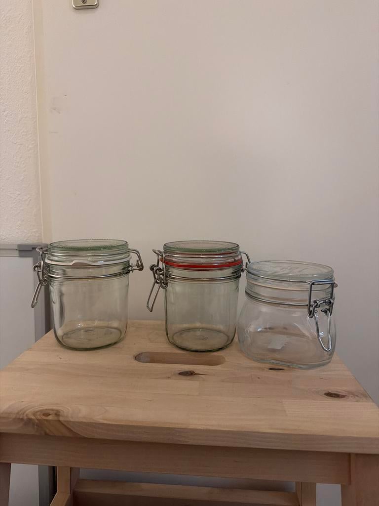 Glazen wekpotjes - Nieuwstaat - Diverse maten, Voorraadpot, Ophalen of Verzenden, Nieuw, Glas