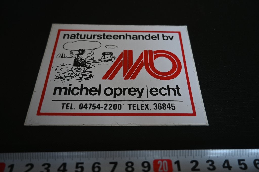 sticker Echt MICHEL OPREY Natuursteenhandel bv 04754-2200, Ophalen of Verzenden, Zo goed als nieuw