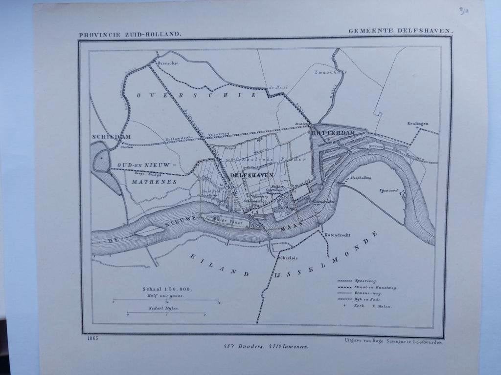 34 / Delfshaven Schiedam Rotterdam De Nieuwe Maas J. Kuyper, Antiek en Kunst, Ophalen of Verzenden