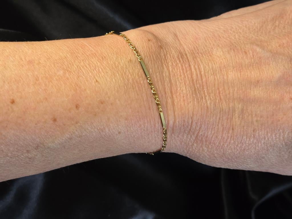 Gouden vintage fantasie schakel armband. 2026/132, Sieraden, Tassen en Uiterlijk, Armbanden, Zo goed als nieuw, Goud, Goud, Ophalen of Verzenden