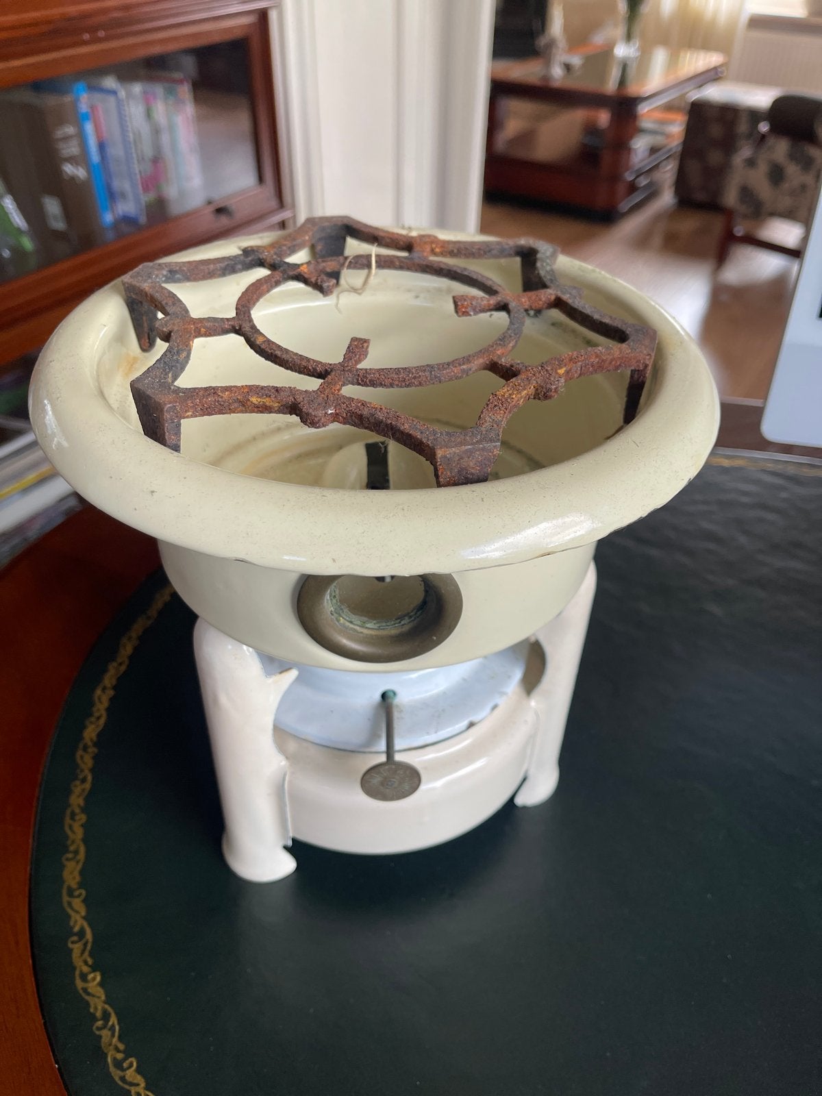Vintage Fondue Rechaud - Crèmekleurig Emaille, Ophalen
