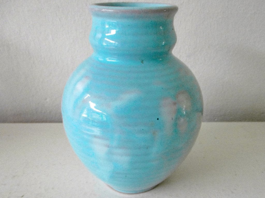 Vaas van aardewerk  turquoise mintgroene glazuurlaag., Antiek en Kunst, Antiek | Keramiek en Aardewerk, Ophalen of Verzenden