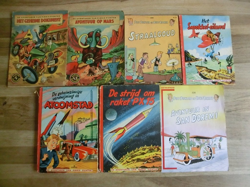 7 Pinkie Pienter / Piet Pienter stripboeken, Meerdere stripboeken, Ophalen of Verzenden, Gelezen