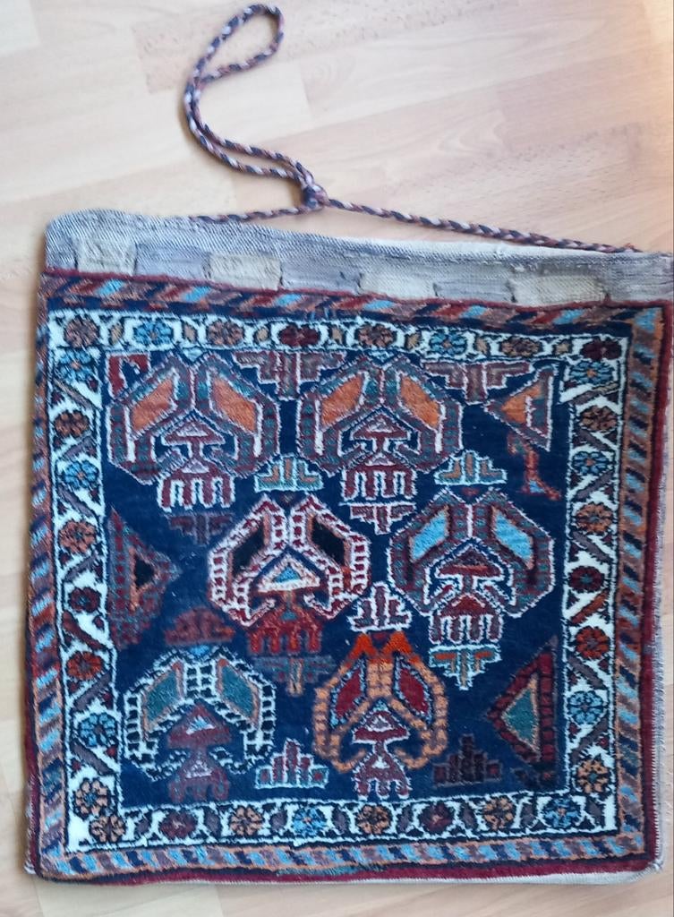 Antieke Perzische Afshar nomadentas 45x45 cm, Ophalen of Verzenden